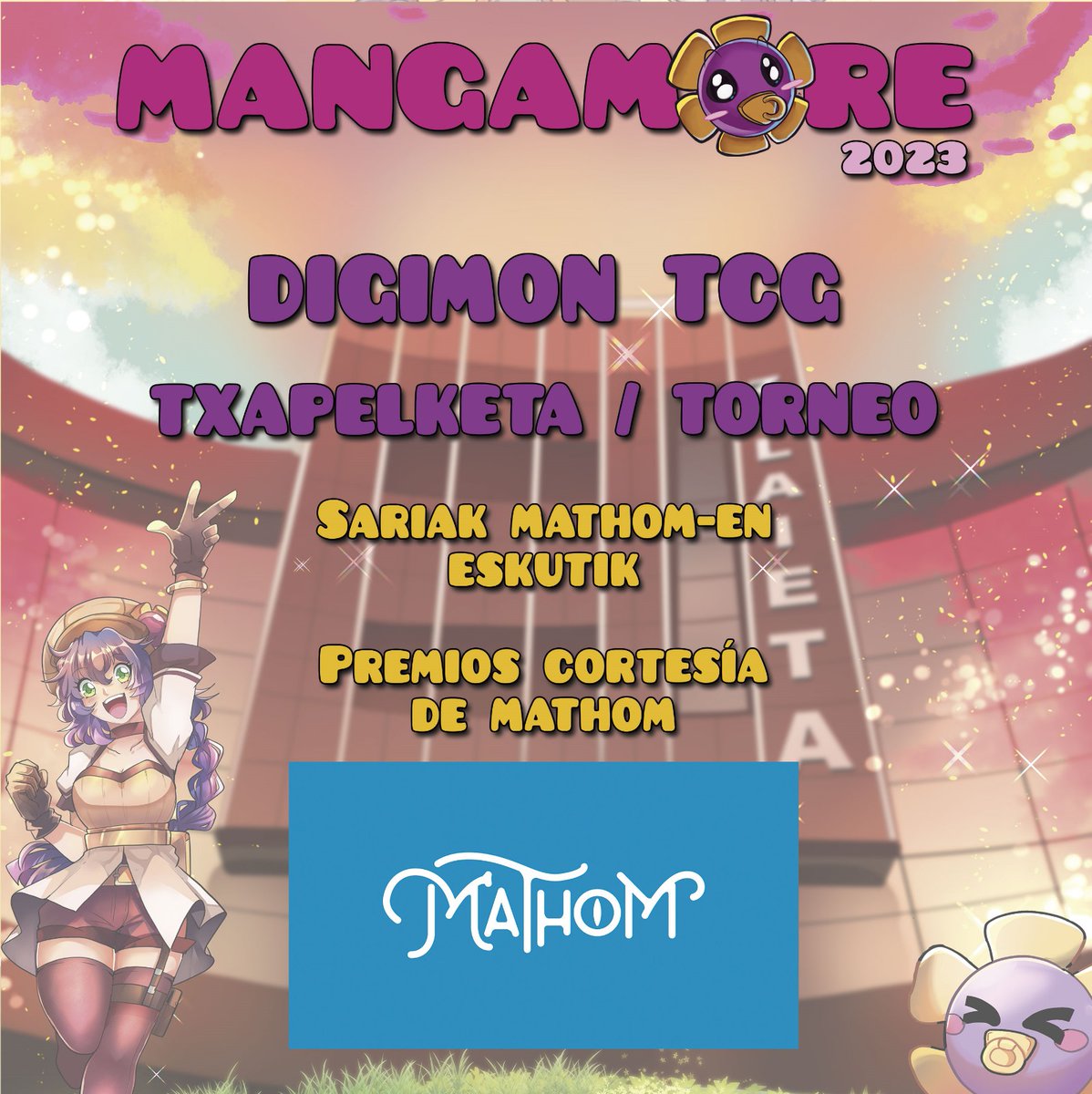 [CAS] ¡El domingo 15 octubre tendremos un torneo de Digimon TCG a partir de las 11:00 en el Centro Zelaieta!

Y, además de obsequios por parte de la organización, habrá juegos de mesa cortesía de <a href="/BilbaoMathom/">Mathom Bilbao</a> para el 1er, 2° y 3er puesto 😀

📝 Bases: mangamore.eus