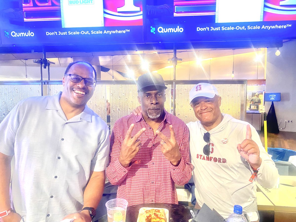 The adventures of Toi Cook continues with Ralph Beaudouin, CEO of GameChangerAnalytics, and 49er HOFer, John Taylor at TNF vs NY Giants! #winning #49eralumni #bnymellonwest #gamechangeranalytics #icpatterns #thecardinalmediagroup