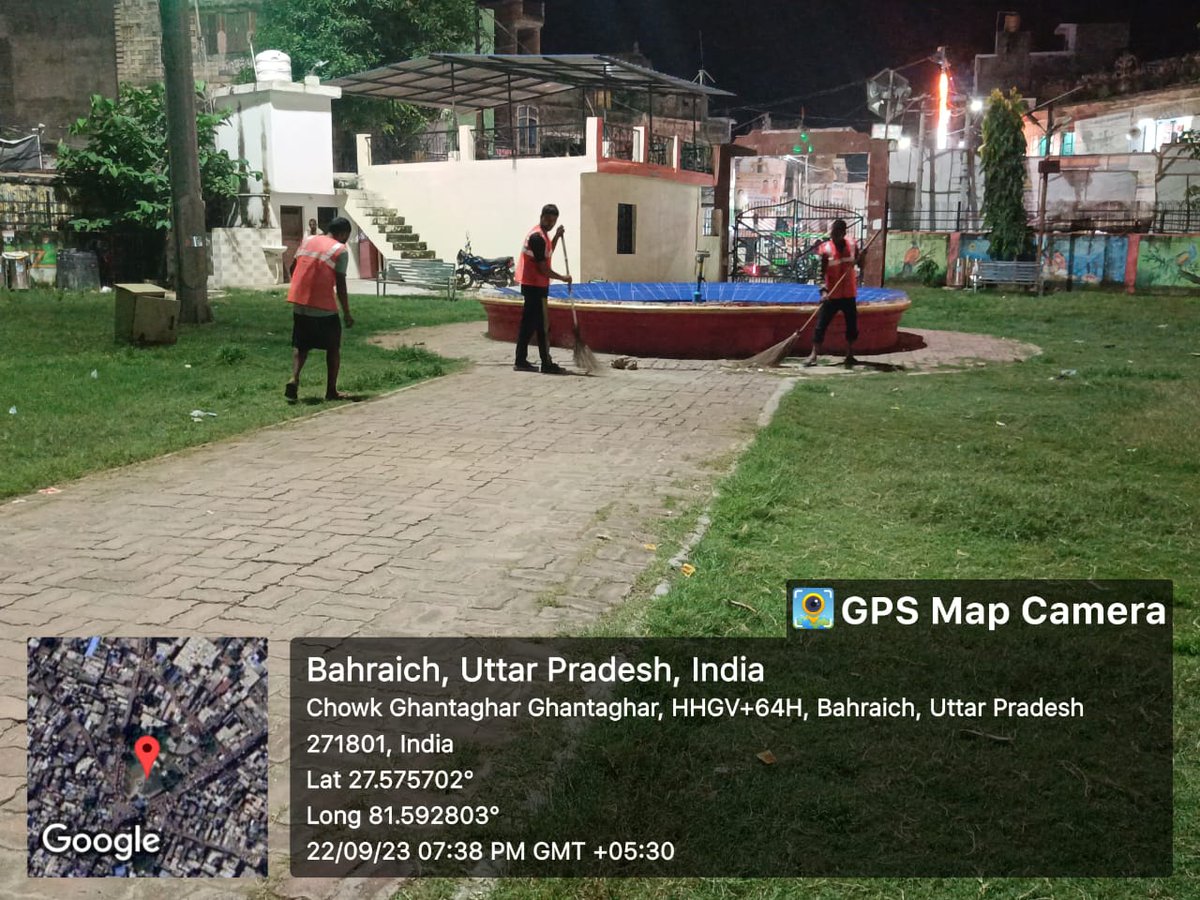 Today on 22/09/2023 , a cleanliness campaign was conducted near Ghanta Ghar under Swachhta Hi Seva &amp; Indian Swachh League by Nagar Palika Parishad  Bahraich.
