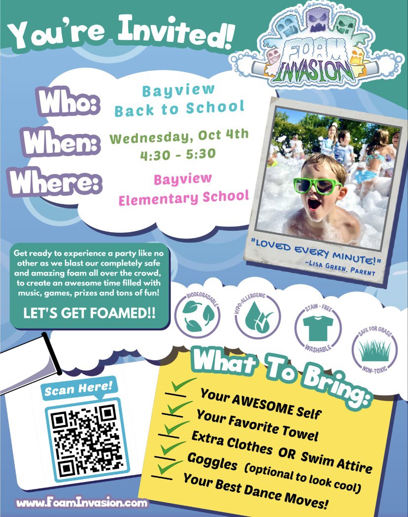 🚨3 DAYS LEFT TO REGISTER FOR THE FOAM PARTY!🚨 A strict deadline of September 25th! Use Google Link below to register! Click link for a video from the vendor! 
forms.gle/Gj36p26HbsSQHE…

youtu.be/0HFTPb9sbEg