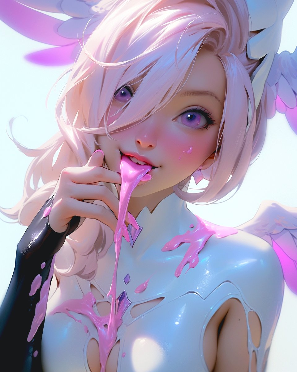 ai_altdims's tweet image. - OMG. She&apos;s Such a Messy Eater!
#Midjourney #Ai #Pearlescent #White #Angel