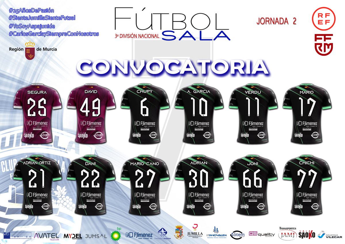 ‼️🆕CONVOCATORIA 🔵⚪
La convocatoria  de Juan Pizarro viaja en estos momentos hacia Yecla para disputar el derbi del Altiplano  en el Ortega Chumilla.

 La entrada será gratis para todos los aficionados que se desplacen con el equipo.

Vamos mi Jumilla, vamos campeón!! 💪💪