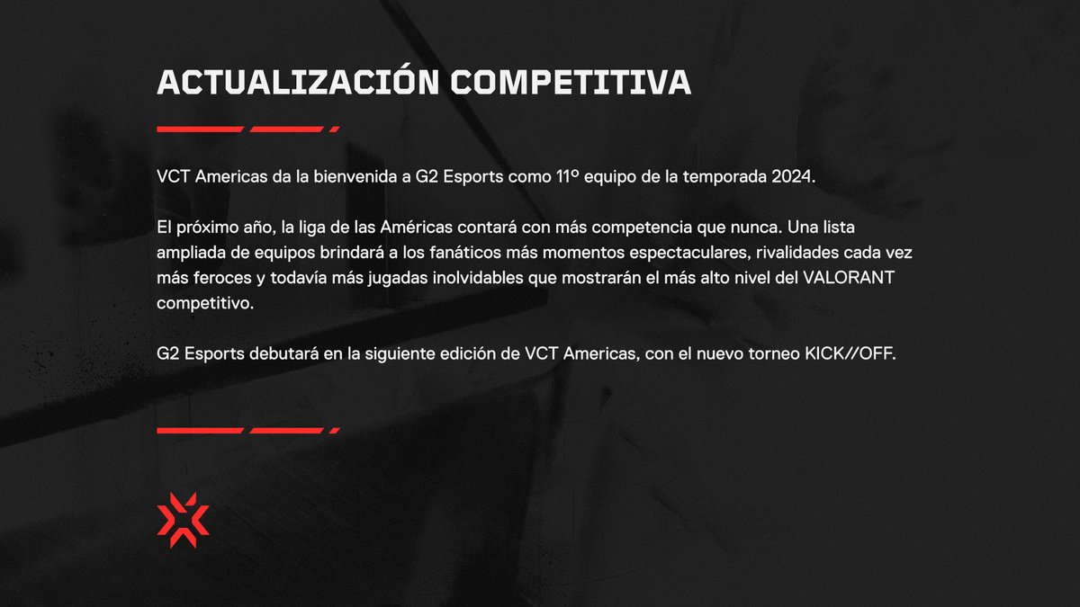 ¡Bienvenidos a #VCTAmericas, <a href="/G2esports/">G2 Esports</a>!