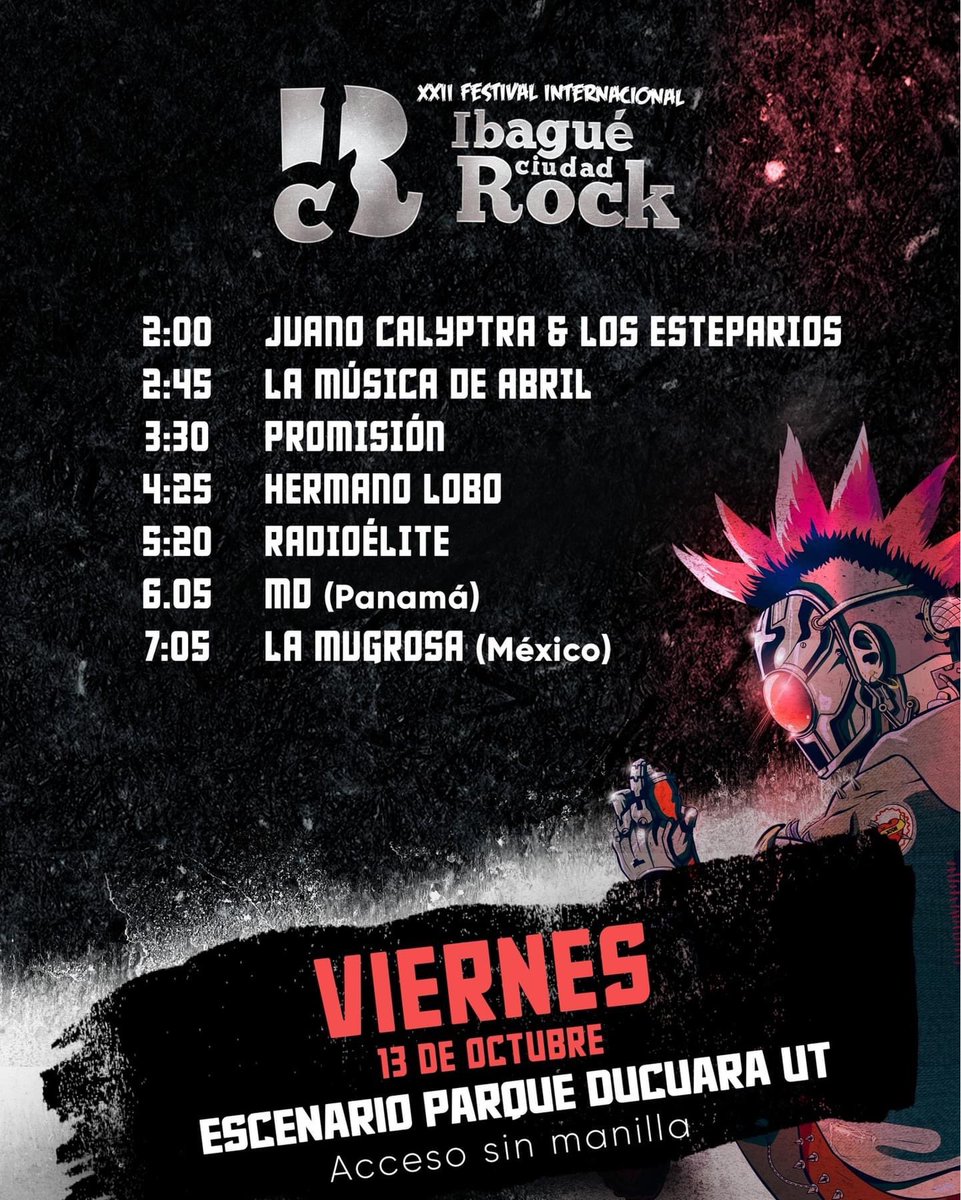 #Colombia🇨🇴 Les vemos en <a href="/IbagueRock/">Ibagué Ciudad Rock</a> Viernes 13 de Octubre 🏁
