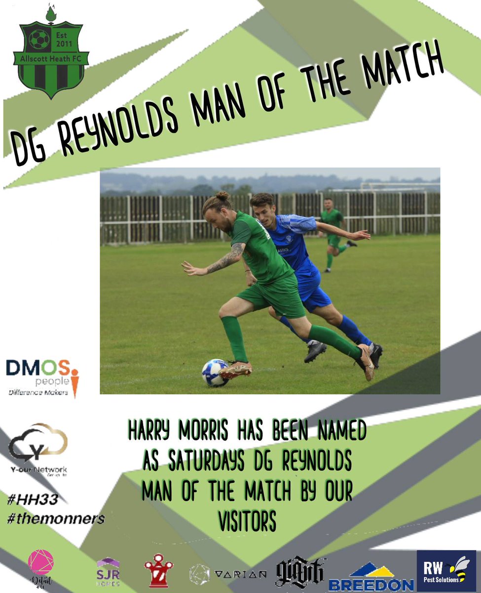 AllscottHeathFC's tweet photo. 🟢⚫ DG Reynolds Man of the Match 🟢⚫

@HarrySpudmorris was voted as last Saturdays DG Reynolds Man of the Match 

#themonners
🟢⚫ https://t.co/BD6p5y6baV