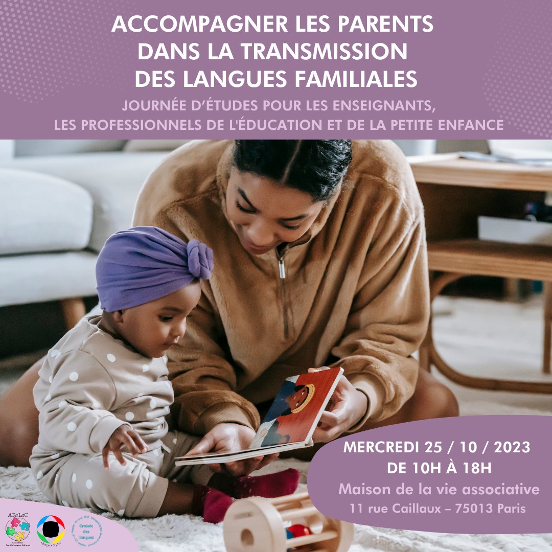 BilinguesPlus's tweet photo. On est ravi de vous inviter à la journée d'études "Accompagner les parents dans la transmission des langues familiales", une formation à destination des enseignants, des professionnels de l'éducation et de la petite enfance! Inscrivez-vous: https://t.co/rxxkaywPx0 https://t.co/RNGVCt1eEN