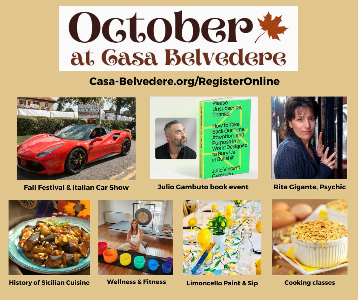 Casa_Belvedere's tweet photo. 𝐎𝐜𝐭𝐨𝐛𝐞𝐫 𝐜𝐮𝐥𝐭𝐮𝐫𝐚𝐥 𝐞𝐯𝐞𝐧𝐭𝐬 𝐚𝐭 𝐂𝐚𝐬𝐚 𝐁𝐞𝐥𝐯𝐞𝐝𝐞𝐫𝐞!
Register here: https://t.co/3QDcXubVBo
#CasaBelvedere #TheItalianCulturalFoundation #StatenIsland #NYC #VisitStatenIsland #VisitSI #NYCGo #AllInNYC #Italy #LearnAboutItaly #Italian #ItalianCulture https://t.co/Rs49JJRbYL