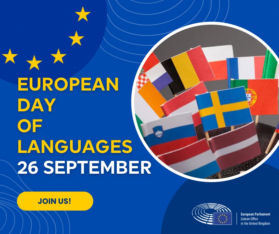 EPinUK's tweet photo. Join us at Europe House 🇬🇧 on the afternoon of 26 September to celebrate the European Day of Languages.  
📣Students, teachers, and language enthusiasts: don't miss this opportunity to learn about languages!
📍32 Smith Square SW1P 3EU 
@translation_eu https://t.co/k0GsB99HKc