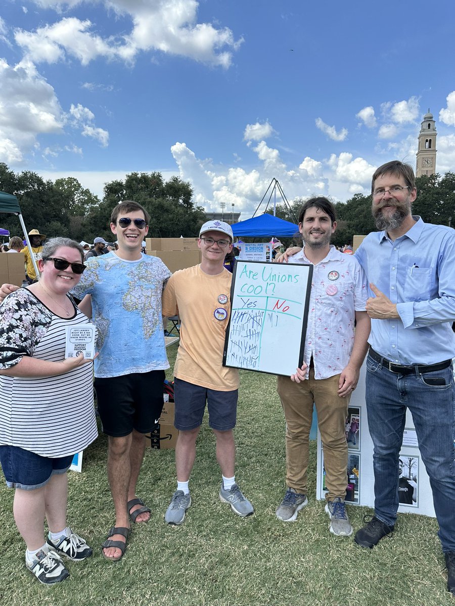 <a href="/ucwla/">United Campus Workers of Louisiana</a> 🤝 <a href="/LSUCollegeDems/">LSU College Dems</a> 🤝 Fall Fest attendees

Let’s build a stronger LSU – together! Get involved at the links in our bio