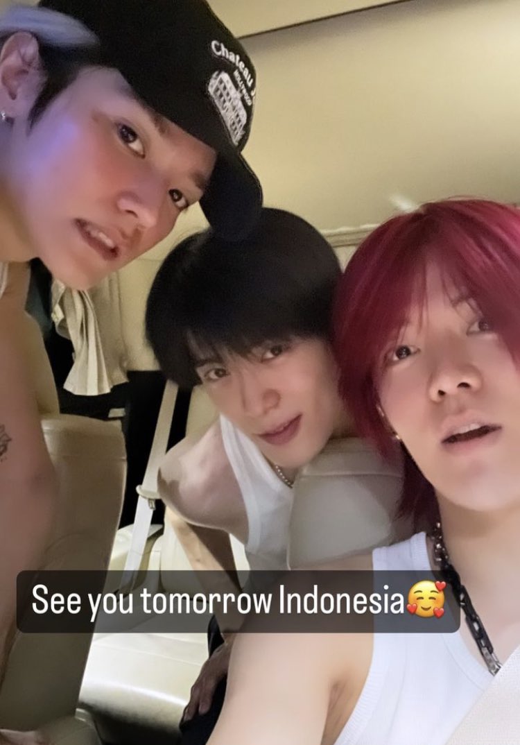 Yuta’s story with Taeyong and Jaehyun “See you tomorrow Indonesia🥰”