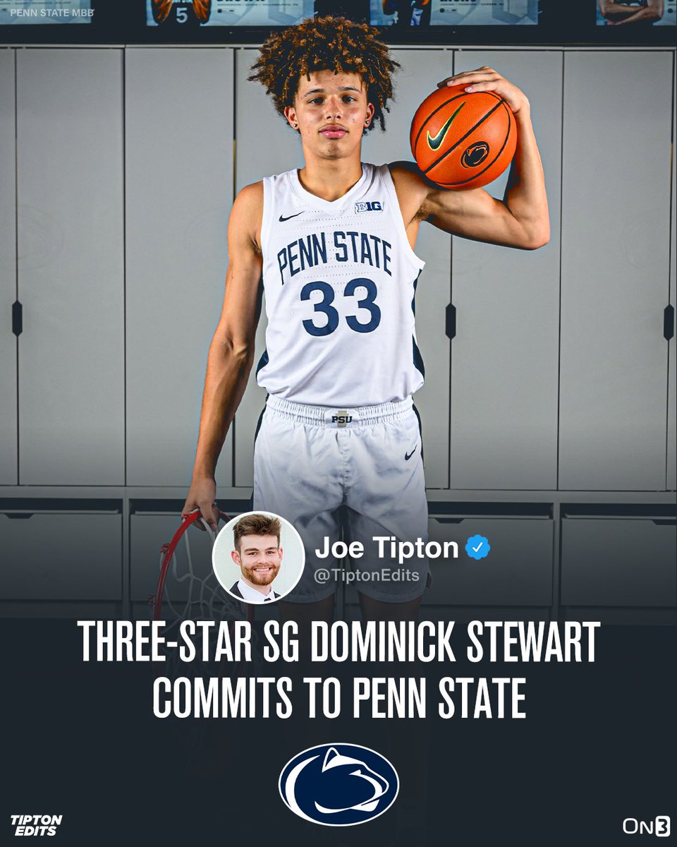 NEWS: Dominick Stewart, a 6-foot-5 shooting guard in the class of 2024, tells me he’s committed to Penn State. Story: on3.com/college/penn-s…