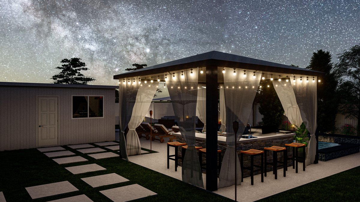 Elevate your outdoor experience with our captivating backyard design featuring a serene swimming pool, a cozy fire pit area, and a charming gazebo. 

Explore:-
🌍 imranscreation.com/our-creations

#ModernDesign #SwimmingPoolDesign #PoolHouseDesign #LuxuryLiving  #Architecture