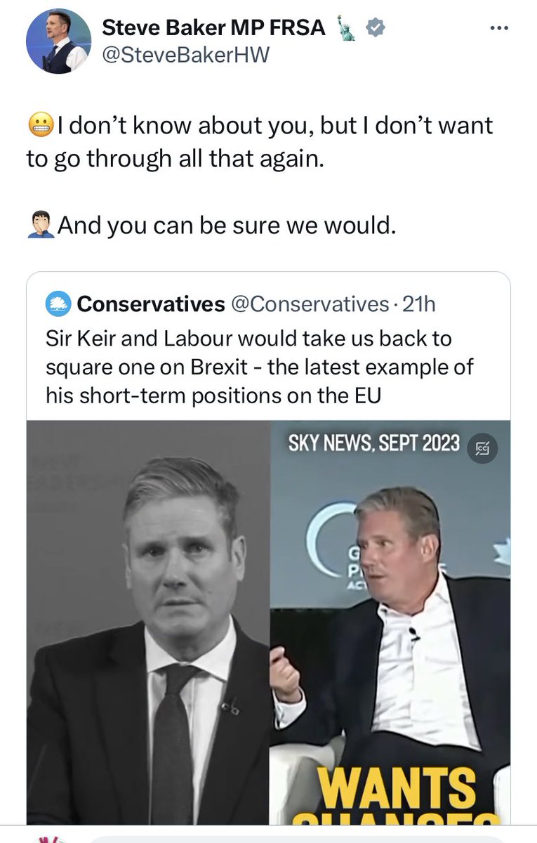Hilarious, considering you fucking useless, corrupt cunts were the ones who put us all through it the first time…

#Brexit #BrexitDisaster #BrexitHasFailed #ToryBrokenBritain #KeirStarmer #ToriesMustGo #ToriesOutNow