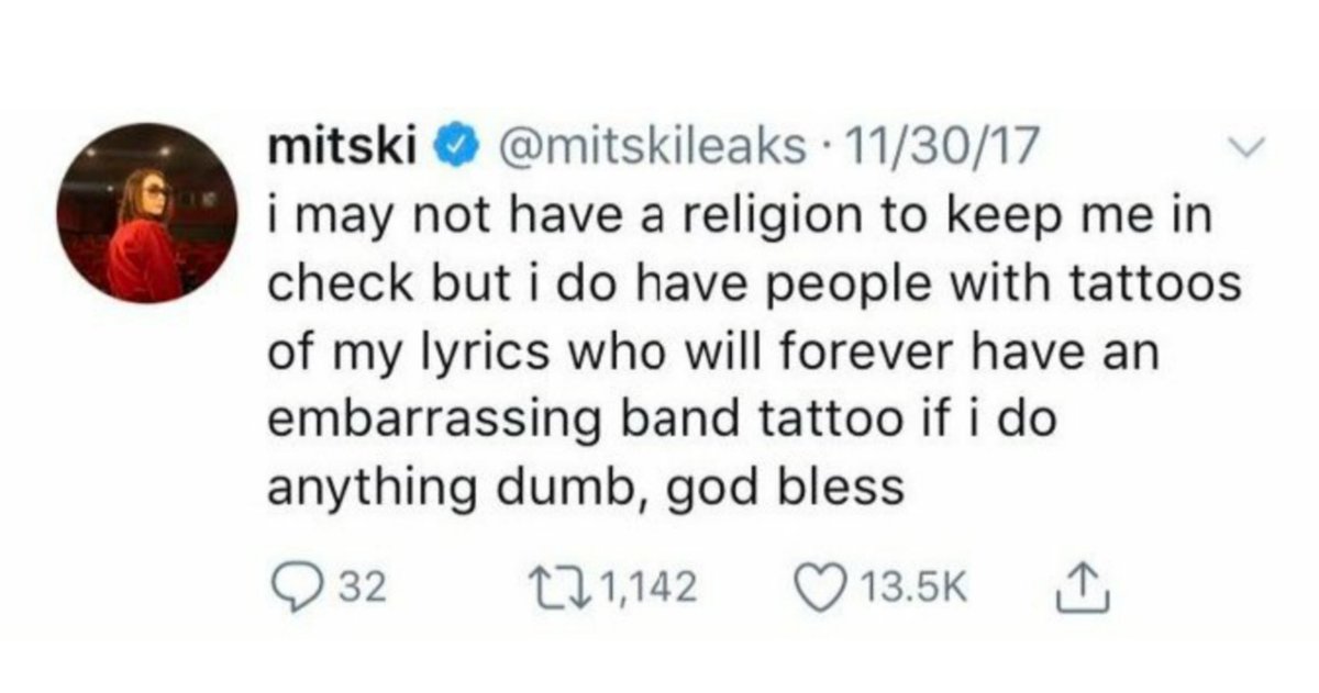mitskithoughts's tweet photo. mitski's old tweet of the day https://t.co/PaGzKUFF03