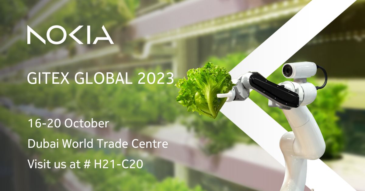 nokiaindustries's tweet photo. Join us for #GITEXGLOBAL Dubai at our booth H21-C20 from 16-20 October to experience future-ready performance, see how you can achieve impact at scale &amp; discover your collaborative advantage through our networking approach. @GITEX_GLOBAL 

Learn more: https://t.co/v9Vl7NlaD9 https://t.co/FBxpD4mhL3