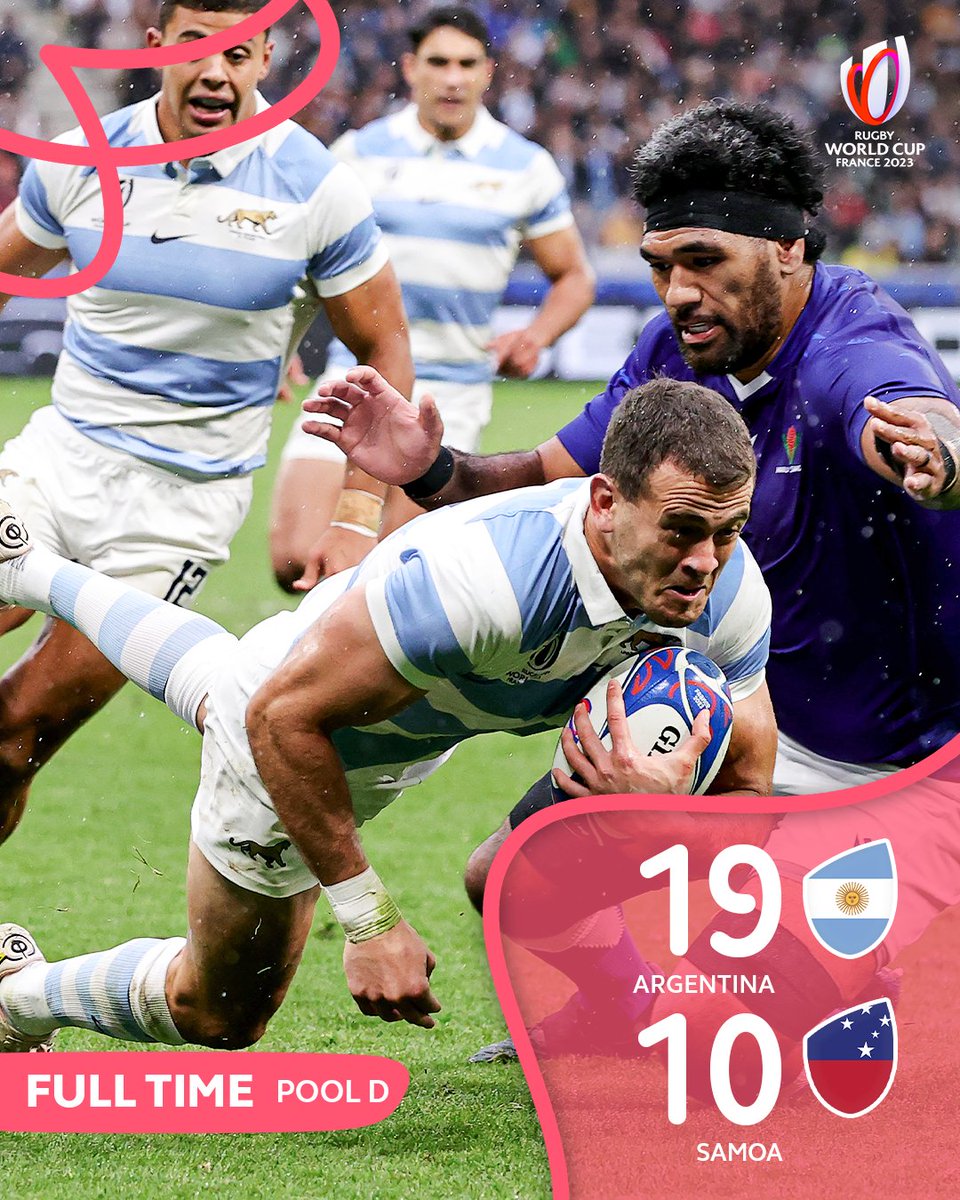 therugbyship's tweet photo. ARG @lospumas survives SAM @manusamoa in Pool D, @rugbyworldcup @France2023 
💪 📷 📷#RWC2023 | #ARGvSAM | https://t.co/K3Lzpg7WeJ