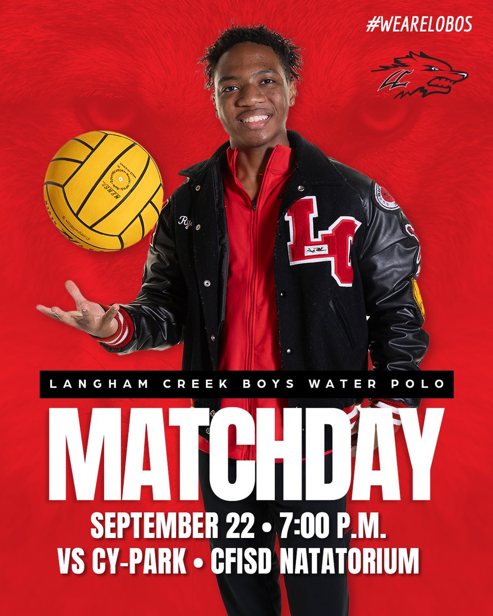 Almost Time!! The Lobos are going to play the Cy-Park Tigers today, Varsity only today. 
Tomorrow the JV Lobos will take on the Cy-Fair Bobcats @ 8am Location: Cy-Ranch. Put on your Lobos gear and come out to support them. <a href="/CFISDAthletics/">CFISDAthletics</a> <a href="/CFISDAquatics/">CFISD Aquatics</a> <a href="/lchsabc/">LC Athletic Boosters</a> <a href="/langhamcreekhs/">Langham Creek High</a>