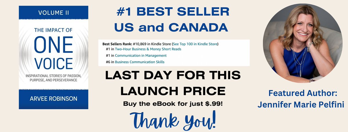 jmpelfini's tweet photo. Our digital sales campaign and launch price of $.99 ends today at 9pm EST. I appreciate you sharing this message- our goal is #1 in 3 categories internationally. US and Canada #1 in TWO so far! THANK YOU!!!! 
https://t.co/ojFPlzYskb https://t.co/vclJ5TEi11