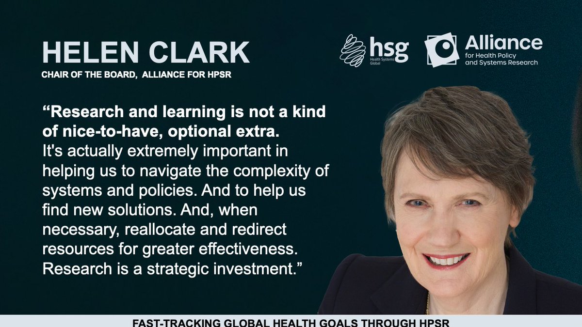 At our #UNGA78 side event, <a href="/HelenClarkNZ/">Helen Clark</a> underscores the importance of research, noting that it's not some 'nice-to-have' extra, but rather it's foundational to making progress on the health-related #SDGs.