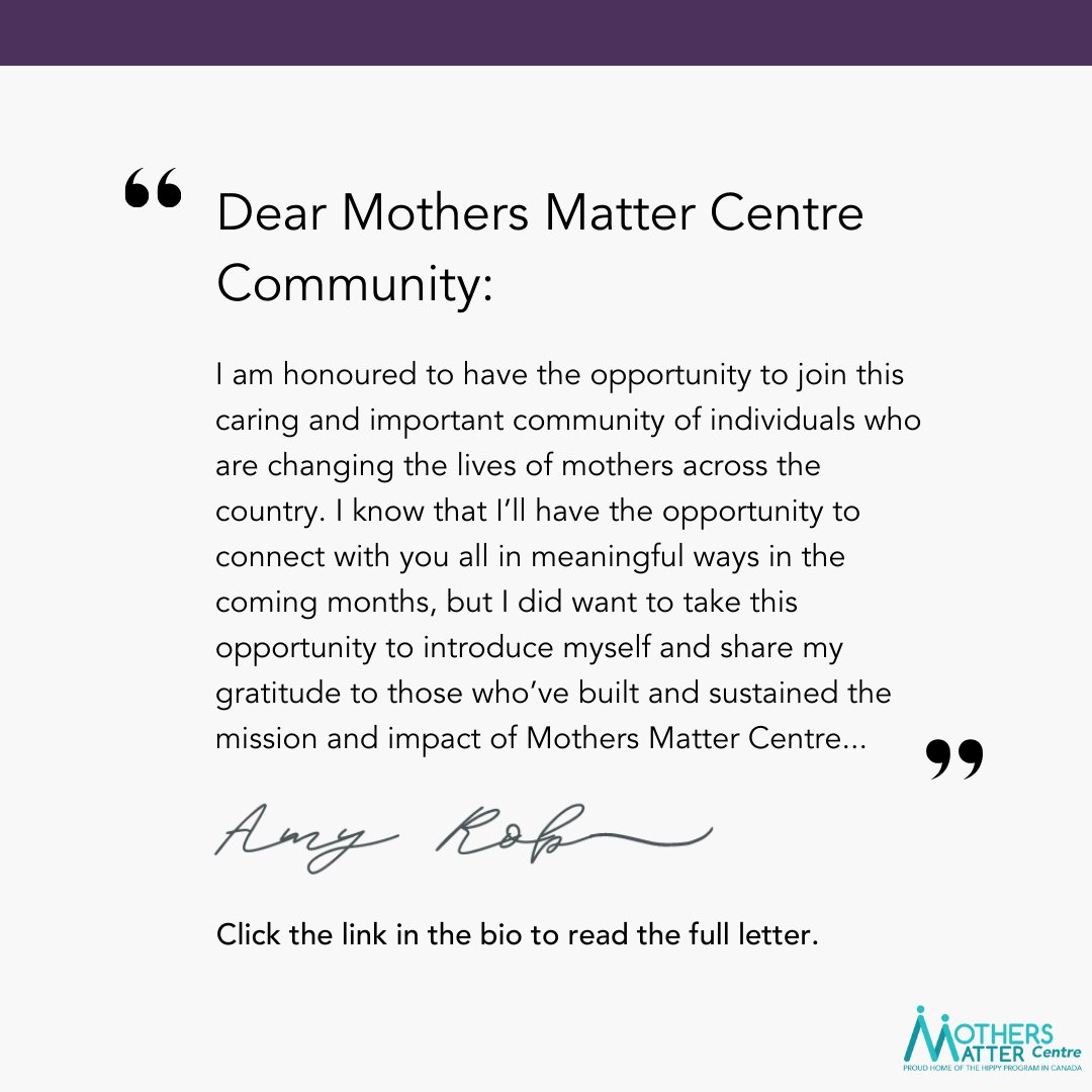We are delighted to introduce the new CEO of the Mothers Matter Centre, Amy Robichaud.

Please visit mothersmattercentre.ca/new-ceo to read her letter to the MMC community.