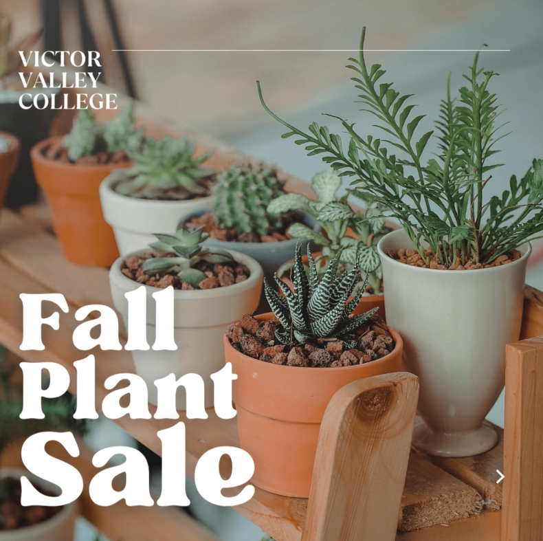 Victor Valley College's Agriculture &amp; Natural Resource Department is hosting its Fall Plant Sale on Oct. 25 and 26 on the lower campus.

Stock up on vegetables, landscape plants, house plants, succulents &amp; wildflower seeds. There will also be several community information booths!