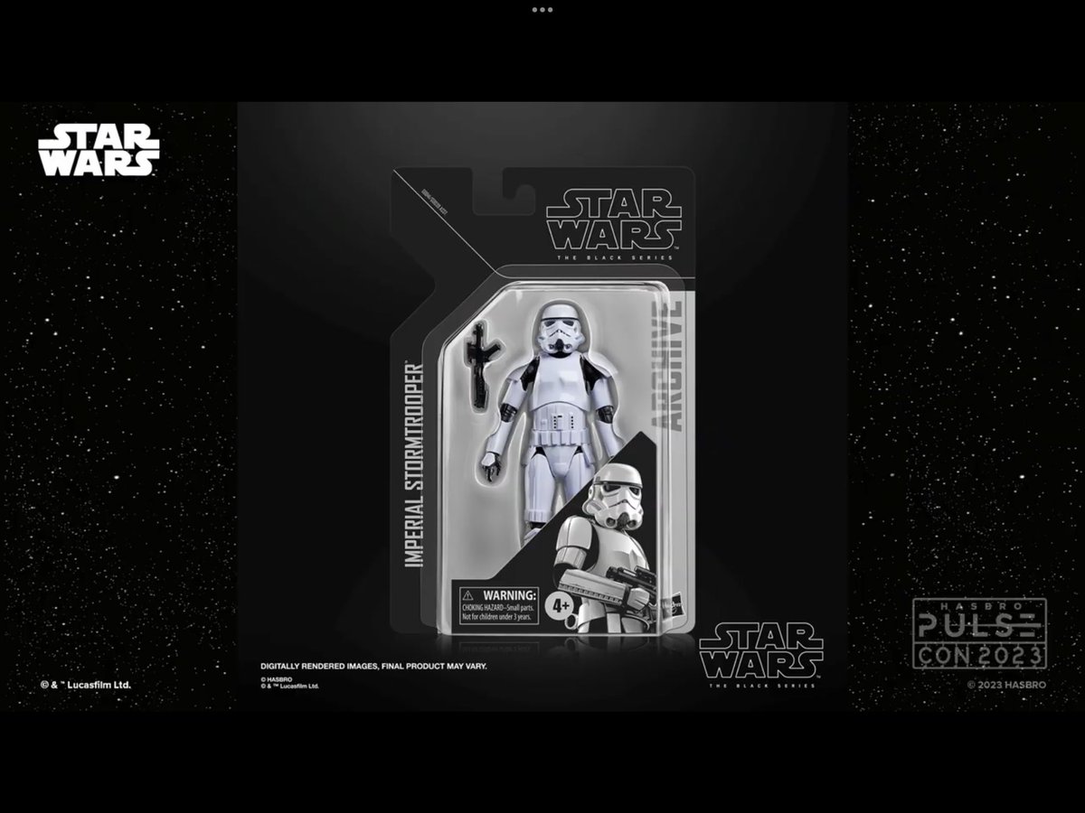 MrLeitor's tweet image. En un movimiento que nadie vio venir, han anunciado la salida de nuevas figuras en la línea #Archive, pero estas NO saldrán a la venta en EEUU. Además, vuelven a sacar el Luke piloto junto con el stormtrooper, Bo-Katan y el Vader del Ep. IV.

@HasbroPulse | #HasbroPulseCon2023