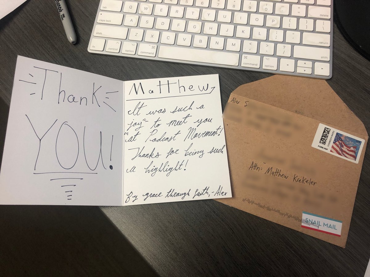 This totally made my day! I received this very nice hand-written card from a new friend that I met at Podcast Movement. Grateful to have met him. Alex, Thank YOU!

#girldadnation #podcastmovement #thankyoucards #kindness #kindnessmatters #sharejoy