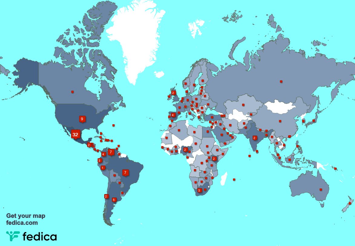 Tengo 6 nuevos seguidores, desde Hong Kong, y más durante la última semana fedica.com/!1000redes_