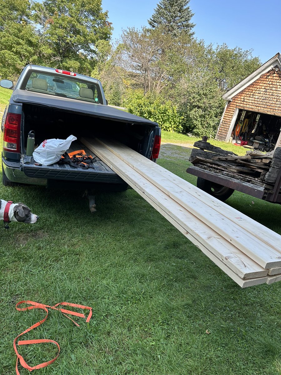 New boards to replace purlins for the barn roof are here finally