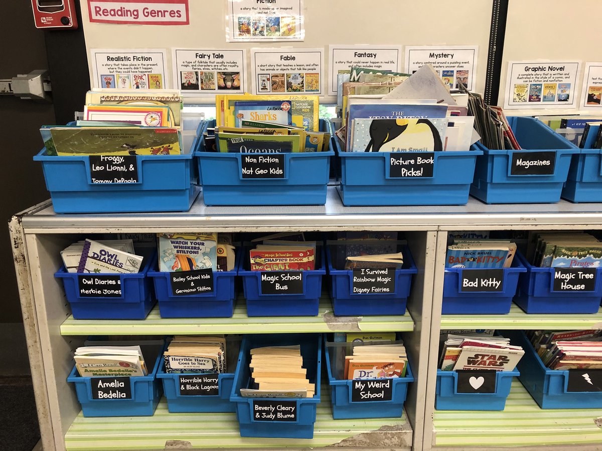 KymHarjes's tweet image. So many ✨beautiful✨ books to choose from in this well-organized, classroom library 📚 @BearTavernES #classroomlibrary