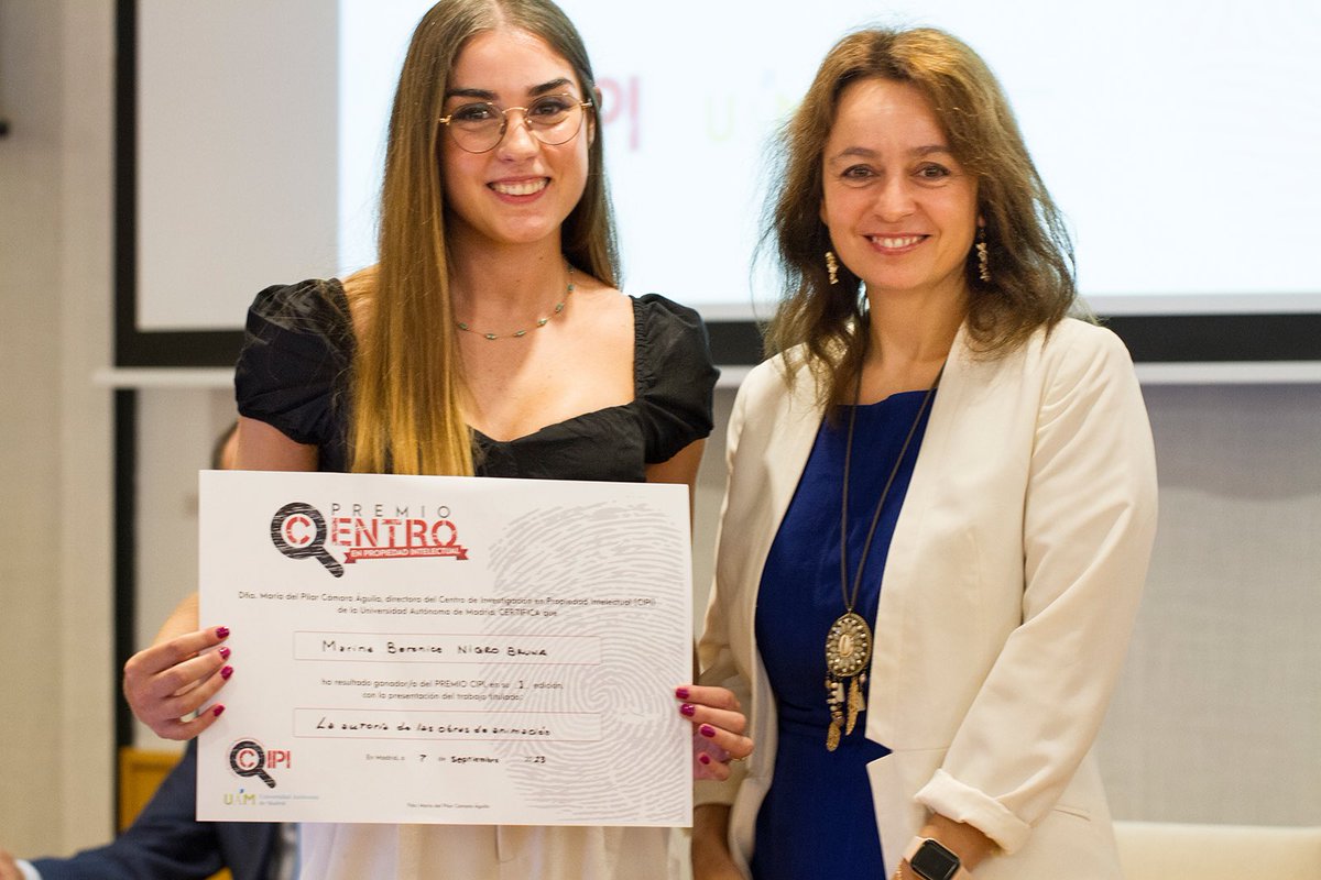 Dret_UB's tweet image. #MàsterUB | 👩🏻‍🎓✅ Una estudiant del Màster de l’Advocacia, guanyadora del Premi del Centro en Propiedad Intelectual (@uammadrid) 

🥇 Marina Berenice Nigro Bruna ha guanyat el Premi, dotat amb 4.000€, amb el treball "La autoría de las obras de animación"

Enhorabona, Marina! 🎉🎉