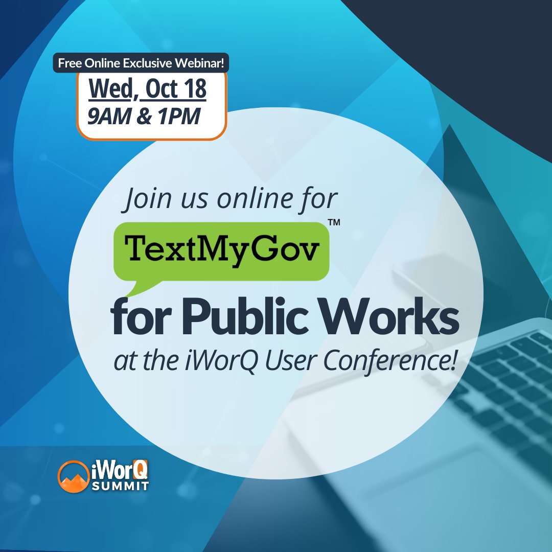 TextMyGov's tweet image. Did you know TextMyGov can really improve your Public Works processes? 
Join us Wednesday, October 18th for a  customer-exclusive webinar to learn how you can handle your city assets' maintenance all through the reports of your own citizens.
 #publicworks
#assetmanagement