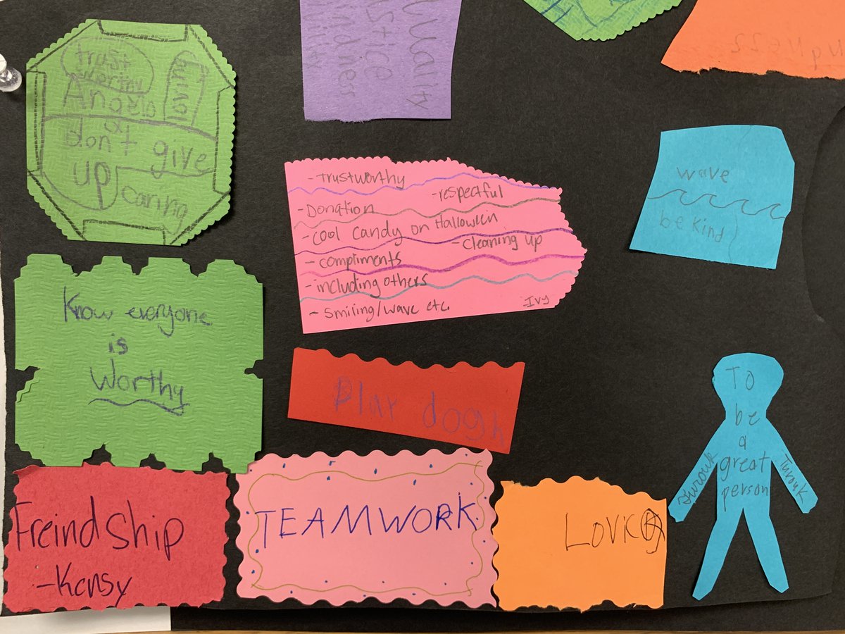 lps_visualart's tweet image. What happens when you make thinking visible and learn other&apos;s ideas to understand what a Caring Community can be? A Thinking Wall that stretches the art room with thoughts about knowing everyone is worthy, including others, never giving up and being a great person and friend.💟