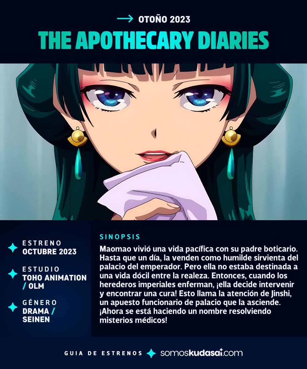 The Apothecary Diaries airing October 2023; TWT: kusuriya_PR #theapoth