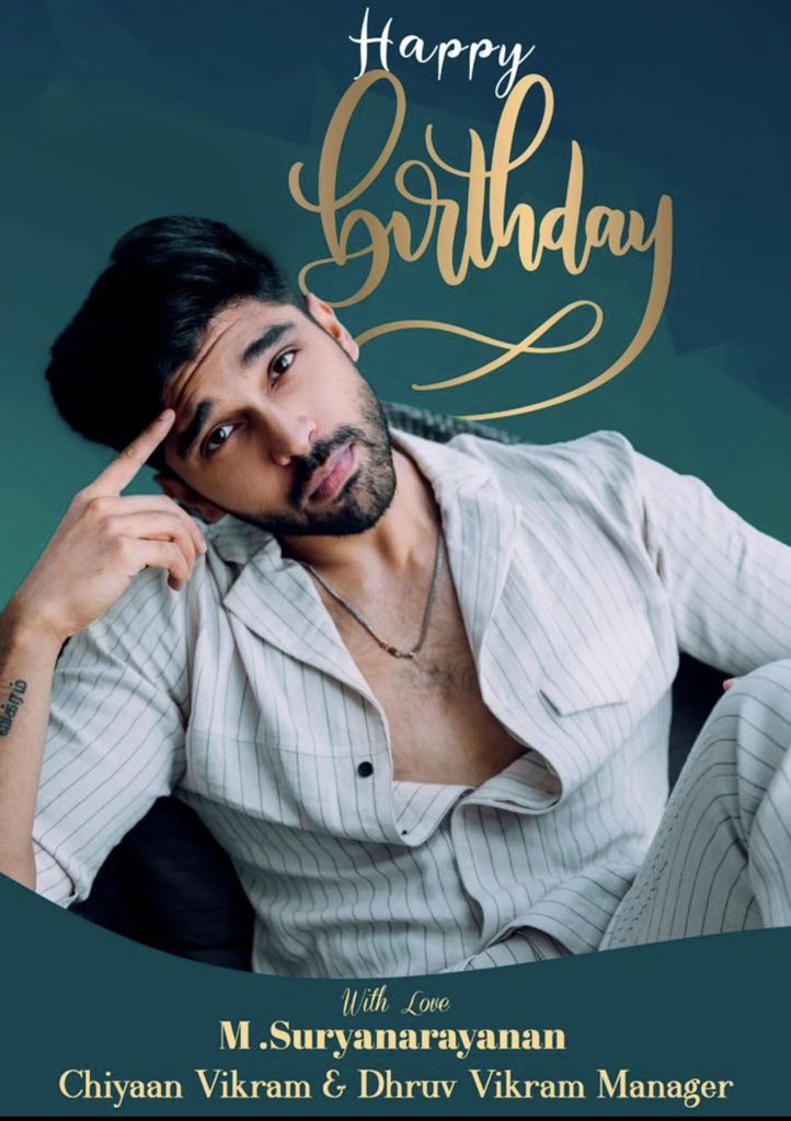 sooriaruna's tweet photo. Happy birthday dear Dhruv! Keep shining brightly and captivating audiences with your extraordinary talent. May this day and every day forward be filled with celebrations and dreams fulfilled.

@chiyaan 
@chiyaanCVF 
@proyuvraaj 
#HBDDhruvVikram https://t.co/sUArPw0Y9s