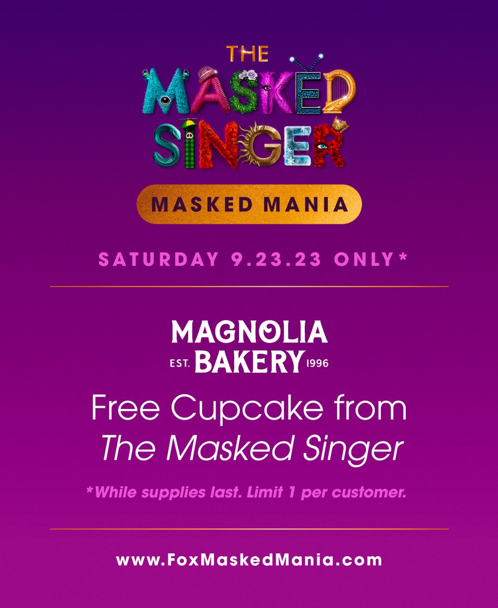 We're celebrating the 10th season of @MaskedSingerFOX across Los Angeles with @foxtv and @realityclubfox! Visit our LA bakery for a free vanilla cupcake and photo with the Cupcake costume. #TheMaskedSinger #MaskedMania