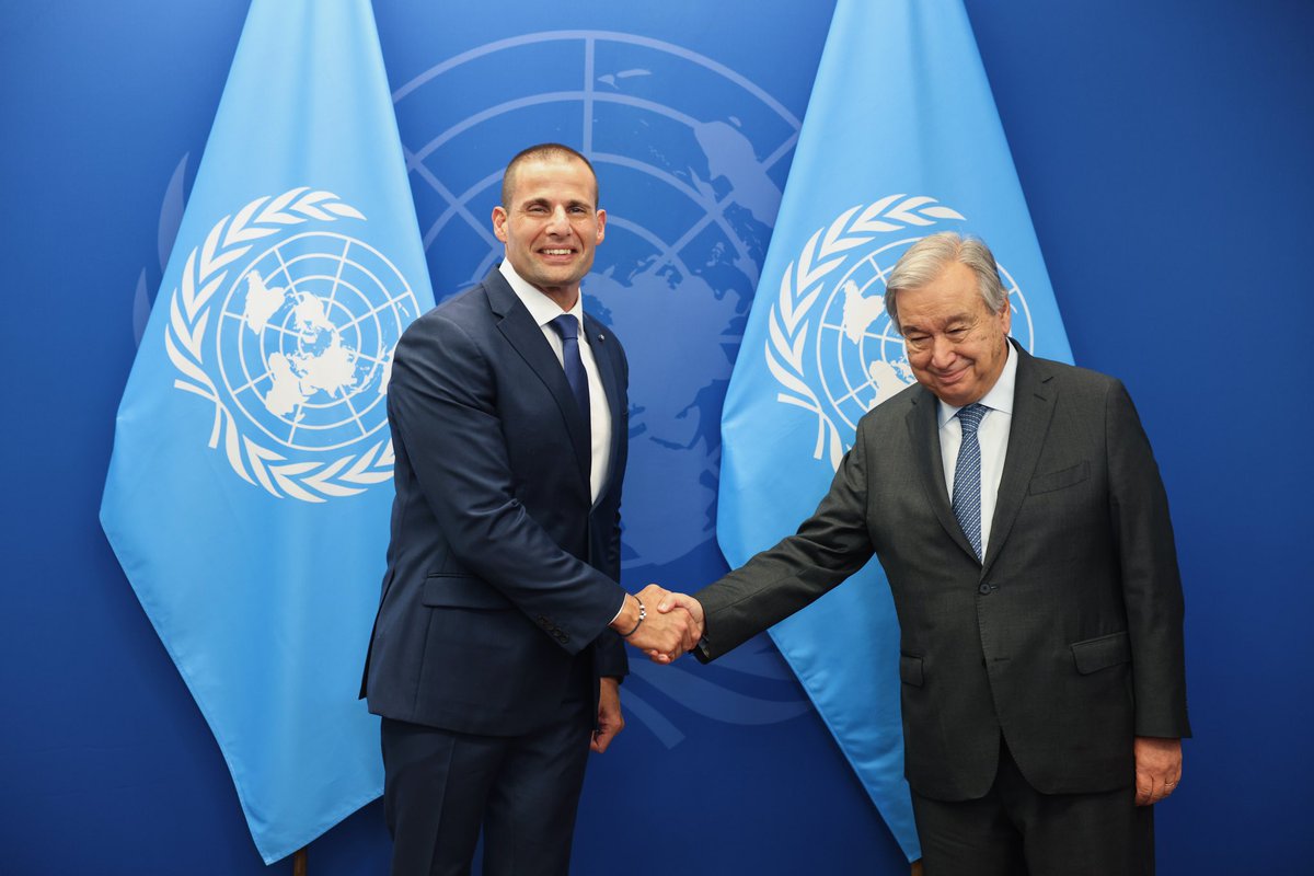 Positive meeting with <a href="/antonioguterres/">António Guterres</a>. Satisfied with #Malta’s 🇲🇹 impact at the security council. We also discussed peace in the Mediterranean. - RA