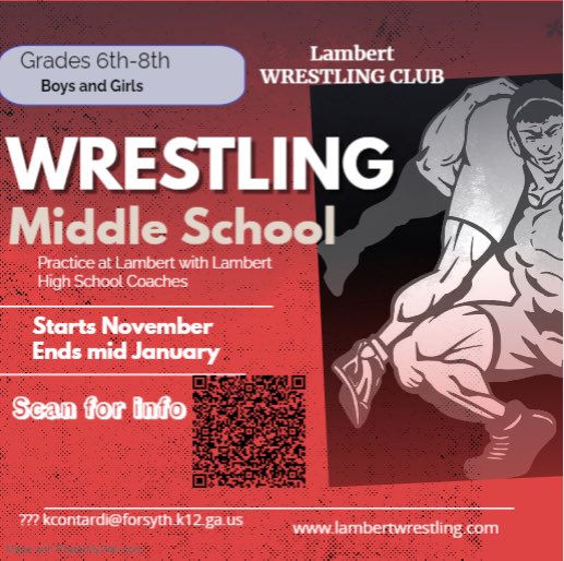 Middle school wrestling. Sign up now