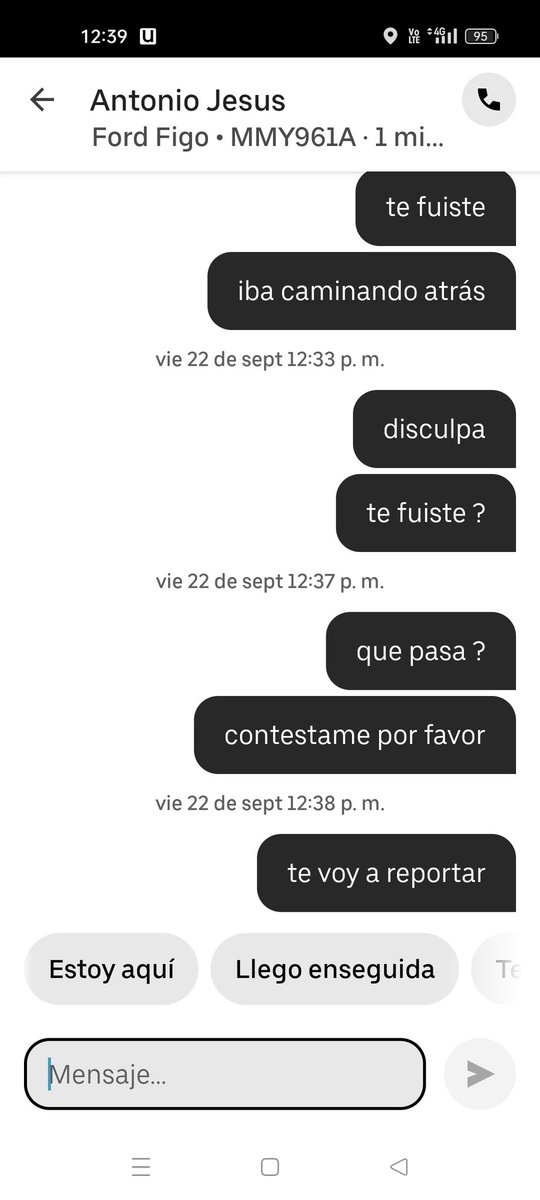 BrenisMiguel's tweet photo. @Uber_MEX @Uber @Uber_Support reporto al conductor Antonio Jesús vehículo placas MMY961A Ford Figo blanco, debido a que al llegar a mi ubicación de inmediato se marchó, dejó activo el viaje, no me responde mensajes ni llamadas. Este retraso y mala atención me causaron perjuicio. https://t.co/93mMs3QJ7D
