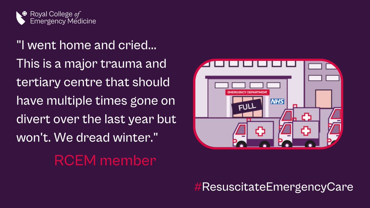 📣Our members are under immense pressure. Hospital EDs become so full that they must decide whether to divert ambulances to other sites.

We are taking action to make sure our members' voices are getting heard ➡️ #ResuscitateEmergencyCare ⬅️