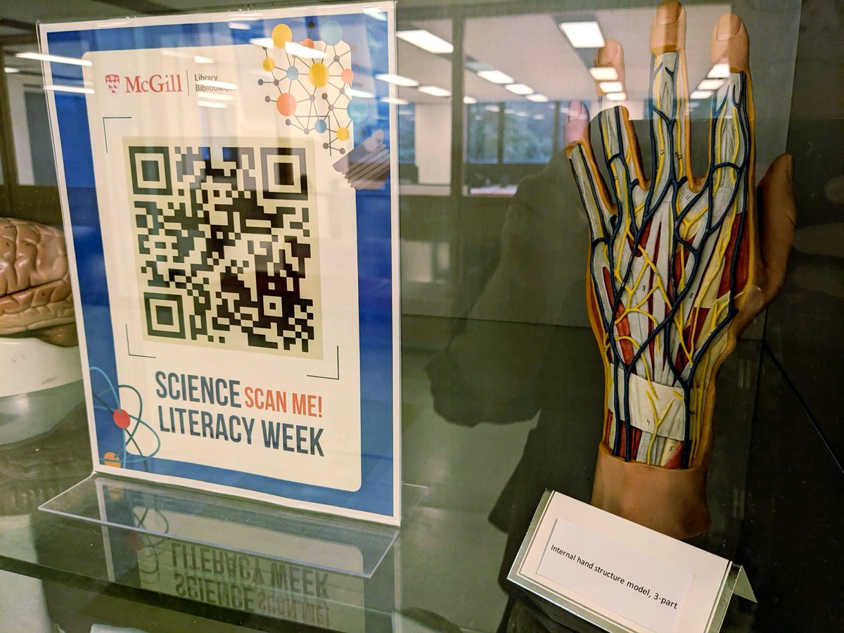 📚Our Redpath Book Display explores this year's #SciLit Week theme, 'E for Energy' and in the nearby display cases, 'Abdominal Hive' pairs embroidered organs by local artist Catherine Tsatoumas & anatomical models from the Schulich Library. Info/ e-books: ow.ly/MKMC50PNOhZ