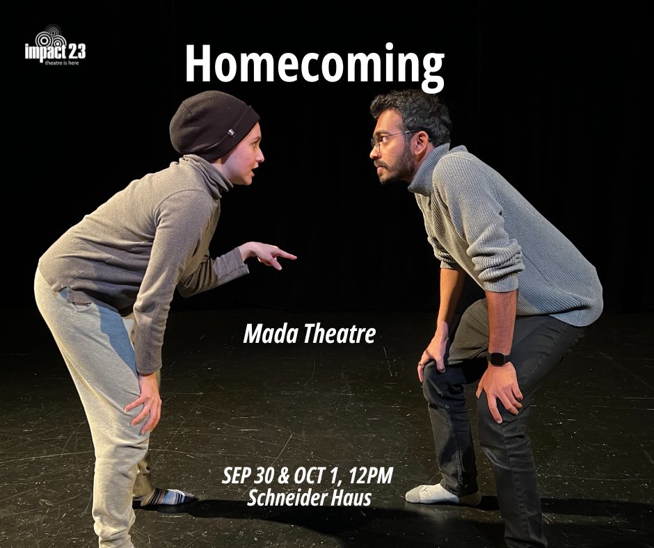 Spotlight on our shows!
Homecoming
Mada Theatre SEP 30 &amp; OCT 1, 12PM
Schneider Haus
466 Queen St S, Kitchener
At its core, "Homecoming" explores the notions of 'home' and 'belonging'.

Tickets
mtspace.ca/impact-theatre…

<a href="/PamMTSpace/">Pam Patel</a> <a href="/HiyamMahrat/">Hiyam Mahrat</a> <a href="/DTKitchener/">Downtown Kitchener</a> <a href="/ExploreWR/">Explore Waterloo Region</a>