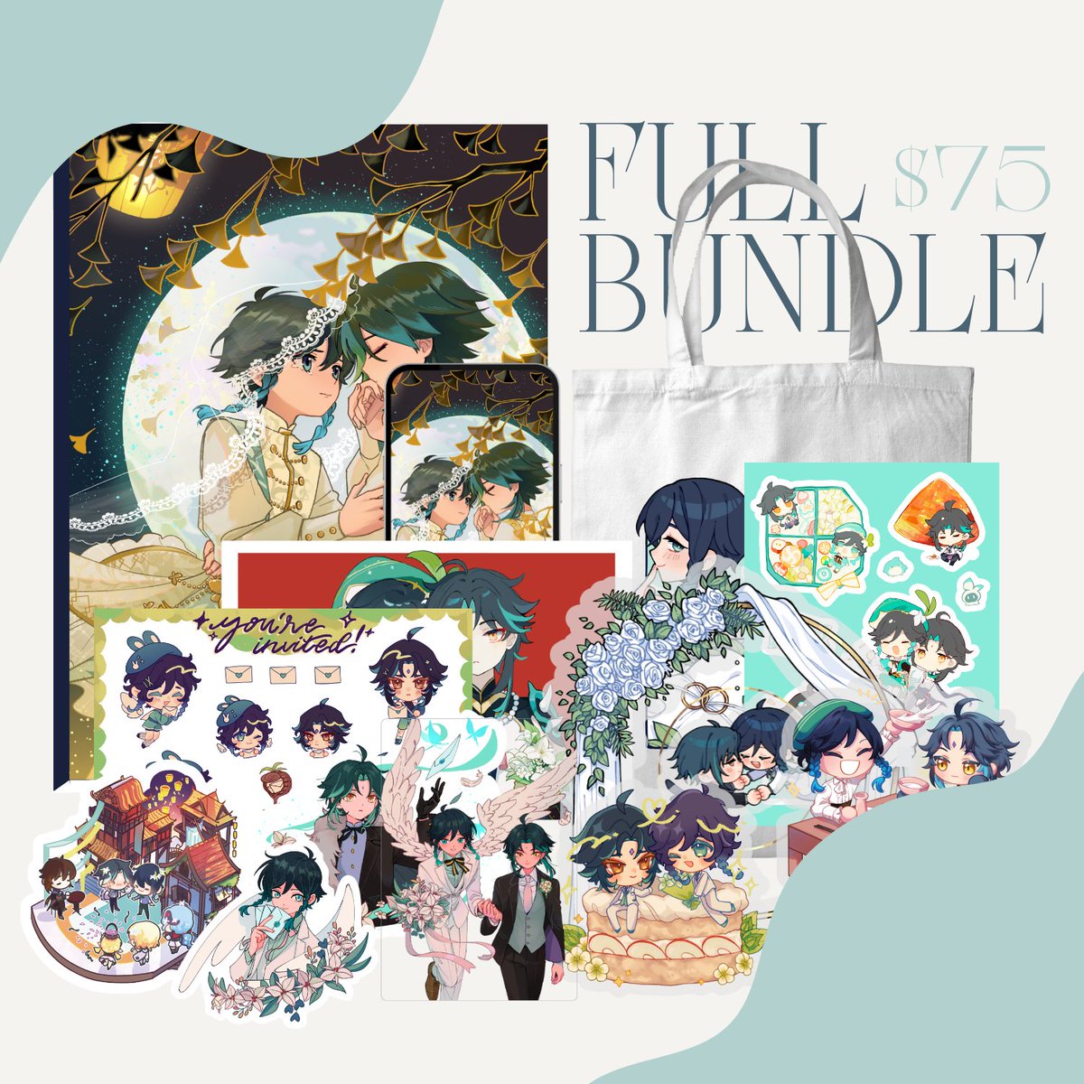 Rushire_art's tweet photo. 🍃 [SHOP OPEN] WIND'S DEVOTION 🦋 

I'm Rushire, one of the merch artist of Wind's Devotion: Xiaoven Wedding Zine. 
Please give it a look!! ♥

📅 Preorders Open: Sep 22 - Oct 22 
🛒 https://t.co/bW2Enq9Ho4 https://t.co/n07SUDoSkO