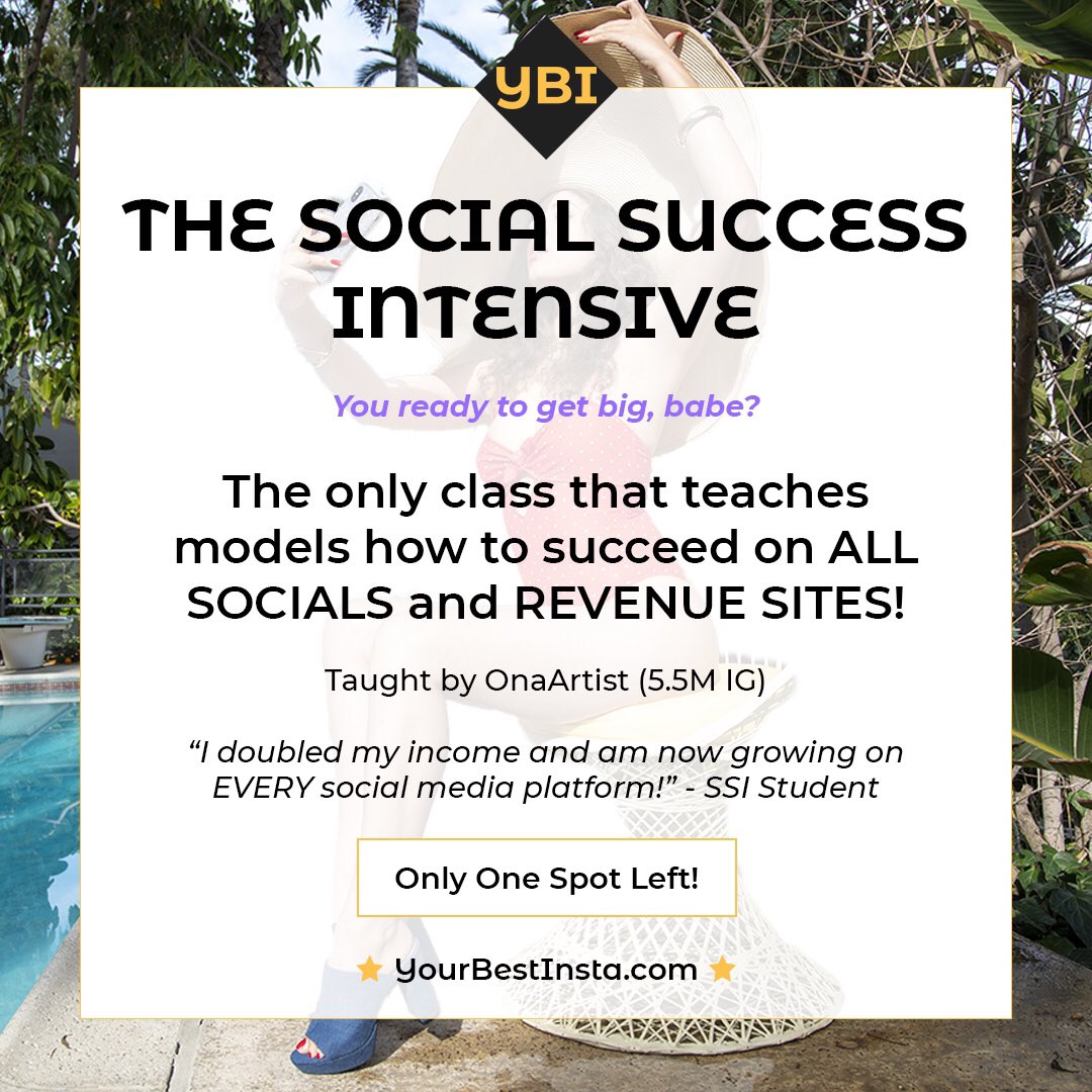 YourBestInsta's tweet image. Hey, ladies! You ready to get model rich? Next class starts 9/12!
And now you get 10k GUARANTEED followers on Instagram by going live with me (OnaArtist, 5.5M) when you sign up! #modelingtips #phototouchup #modelingclass #modelingcourse #tiktoktips