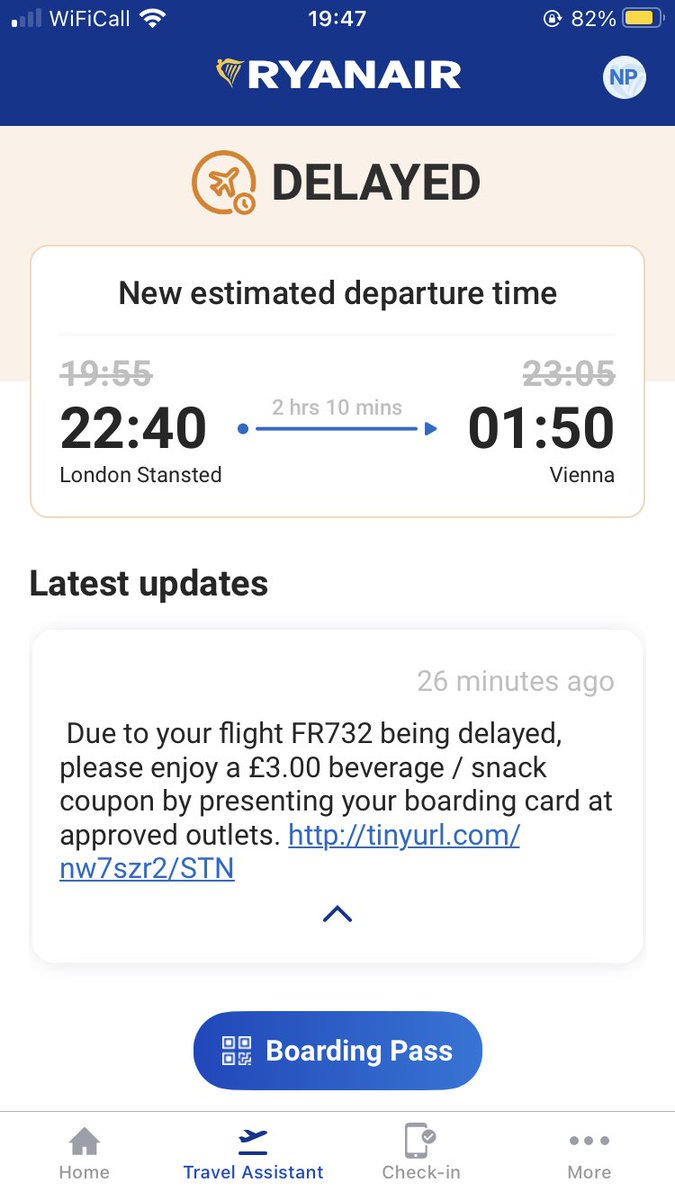 Nick_Patel8's tweet photo. @Ryanair brilliant compensation 😂 how about letting us know before we get to the airport so we don’t all have to hang around! https://t.co/M3El3v94WA