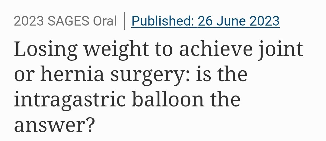 ZaherToumi's tweet photo. Intragastric balloons should be considered in patients requiring 30-50lbs (13-28 kg) weight loss prior to elective surgery.

#obesity #bariatricsurgery #obsmuk #Obsm

https://t.co/uJVwoe6chU https://t.co/Mi7QI4xB5Y