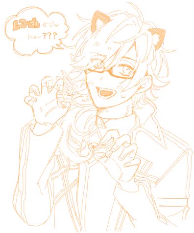 絵チャお邪魔してました~猫耳メガネロレにゃんとあきにゃの新衣装と血塗れうさみとミニミニくろのわと免疫力が低すぎる黛灰のファンアートです 