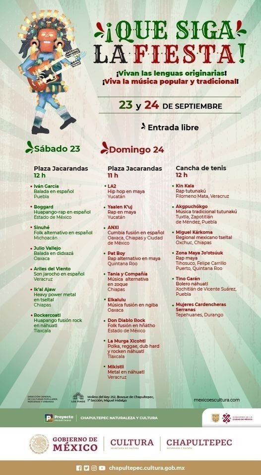 Nos vemos mañana en el Complejo Cultural Los Pinos.
Vamos a disfrutar de buenas rolitas.
