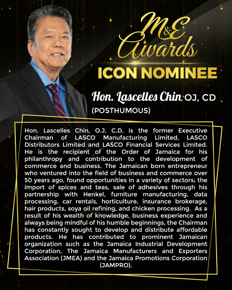 theJMEA_'s tweet photo. Honour the Legacy: VOTE NOW! 🗳️ Show your support for the late Hon. Lascelles Chin, OJ, CD, a true industry luminary whose contributions continue to inspire.

LIKE and COMMENT if you believe he should be the JMEA Icon Award winner! 🏆🕊️

Voting ends Tuesday, September 26, 2023✍️ https://t.co/fnOoHBqZQv