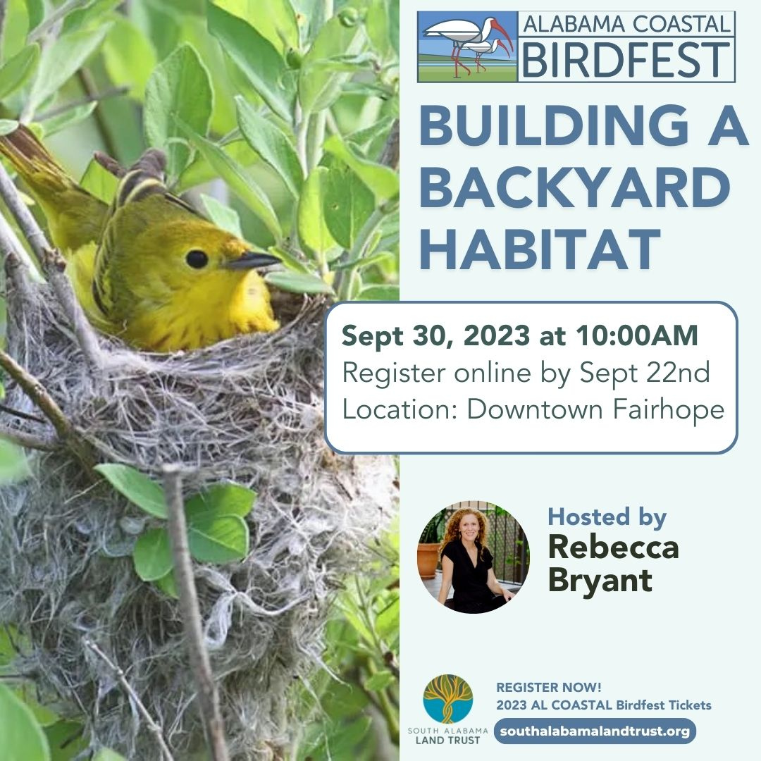 DeepSouthGREEN's tweet photo. Discover how to support our coastal ecosystems &amp; #biodiversity in your own backyard with the #BackyardHabitat Workshop at this year's #Birdfest! Registration closes TODAY 9/22 https://t.co/ODs124o8ak
@S_AL_Landtrust https://t.co/1NLuaoqVwG